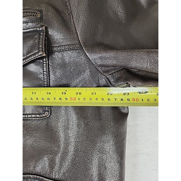 Levi's Aviator Bomber Jacket Men's Size Large Brown Faux Leather Sherpa Lined - Picture 8 of 13